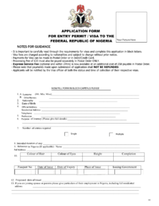 United Kingdom Application Form For Entry Permit Visa To The Federal