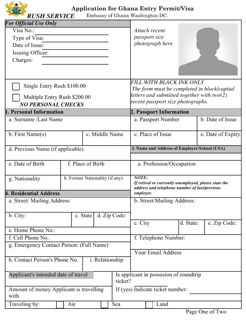 Us Ghana Visa Application Form 2024 Applicationforms