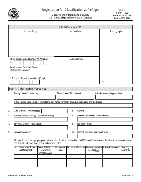 USCIS Form I 590 Download Fillable PDF Or Fill Online Registration For 