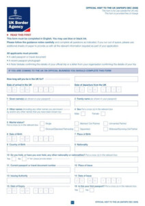 VAFDIP2 Application Form Official Visit To The UK UK Border Agency