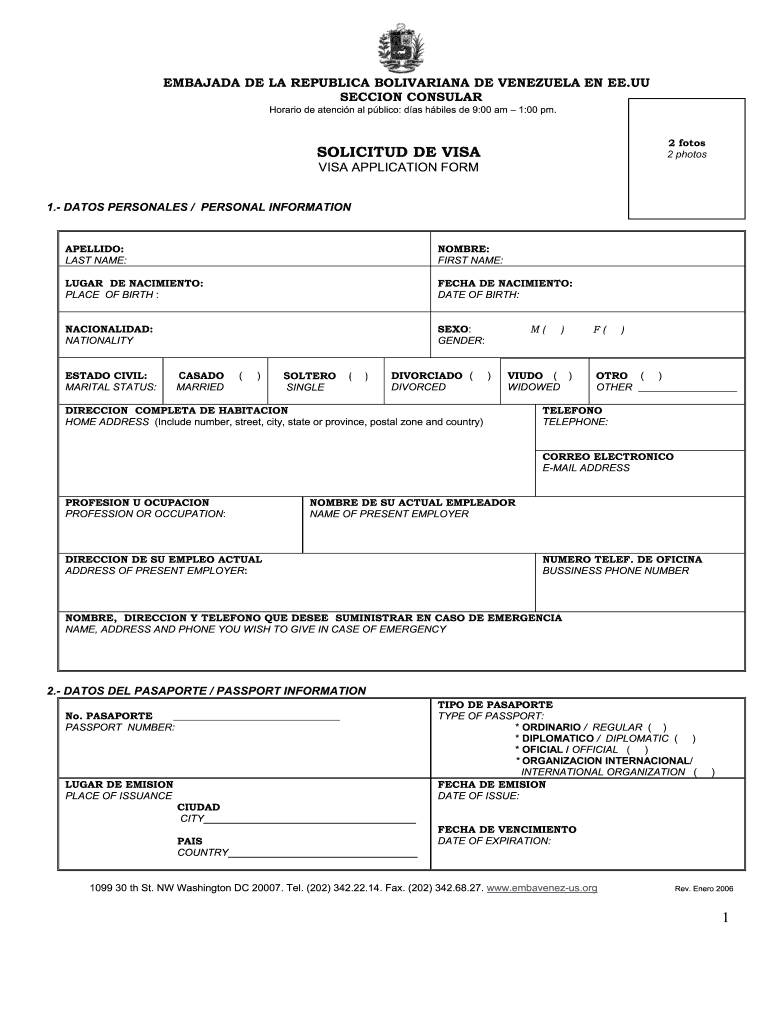 Venezuela Visa Application Form Pdf Fill Out Sign Online DocHub
