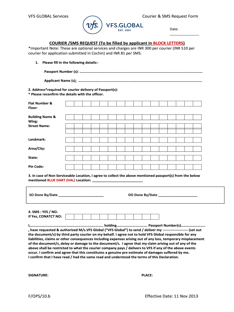 Vfs Courier Form Filled Sample Fill Online Printable Fillable 