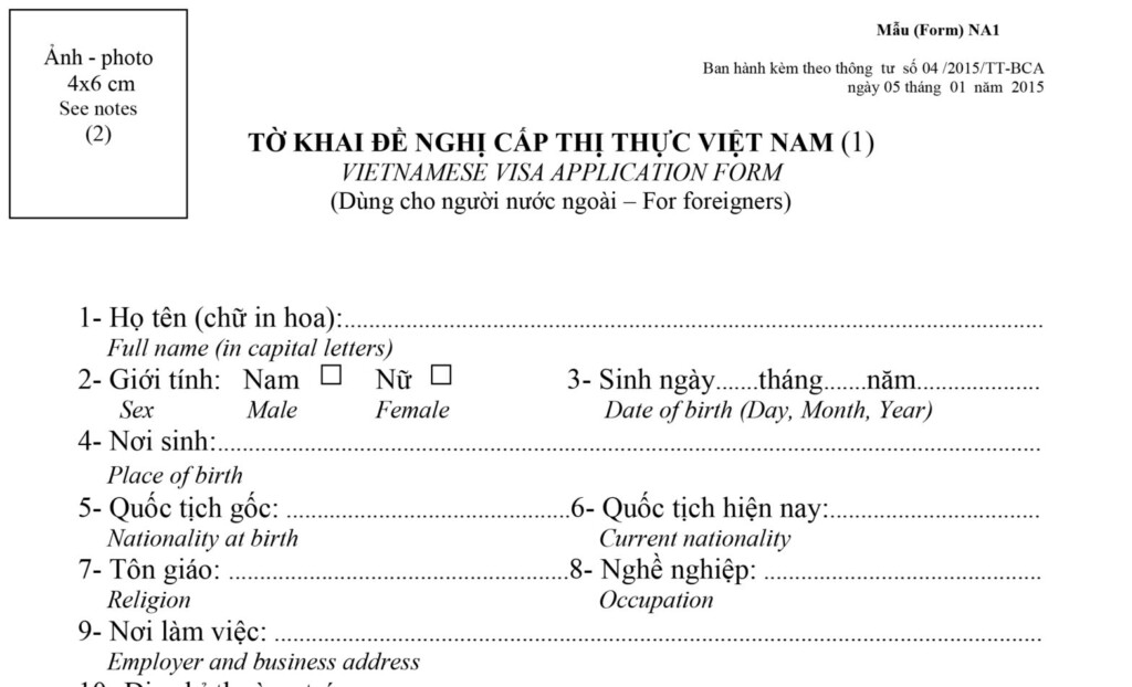Vietnam Visa Application Form 2024 Update Vietnam Sydney Infomation 