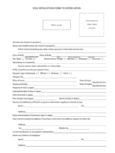 Visa Application Form To Enter Japan Fill And Sign Printable Template