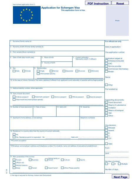 Visa Application Form VFS Global