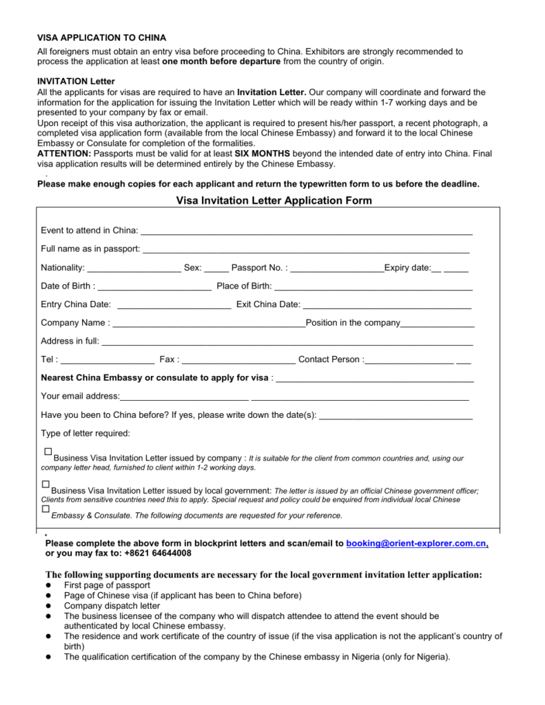 Visa Invitation Letter Application Form Fill Out Sign Online And 