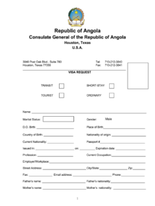 Visa Requirements For Angola Fill Online Printable Fillable Blank