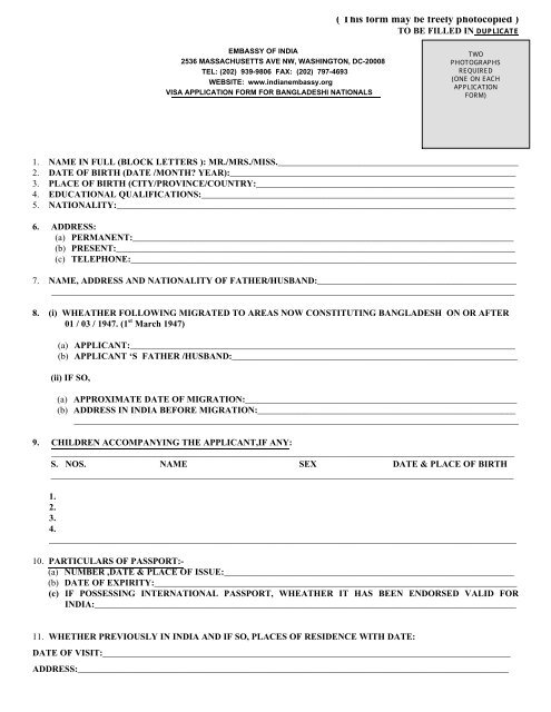 Visaform For Bangladesh BLS Visa Application Center
