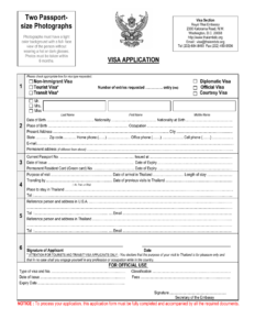 Washington D C Thai Visa Application Form Royal Thai Embassy