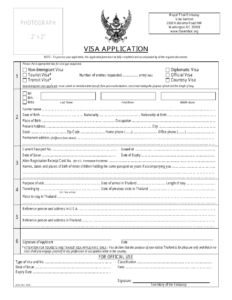 Washington D C Thai Visa Application Form Royal Thai Embassy Fill