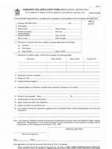 Zimbabwe Visa Application Form Pdf Fill Online Printable Fillable