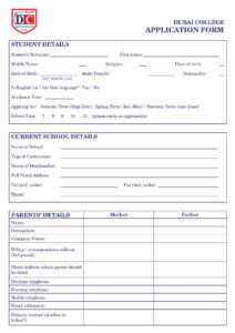 APPLICATION FORM Dubai College