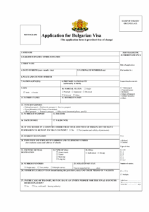 Application Form For Bulgarian Visa Embassy Of Bulgaria Washington D