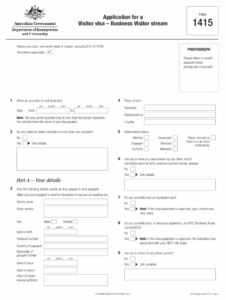 Australian Visa Form 1419 Sample Fill And Sign Printable Template