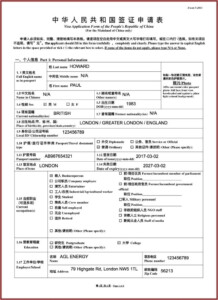 China Embassy Visa Application Form Pdf Form Resume Examples