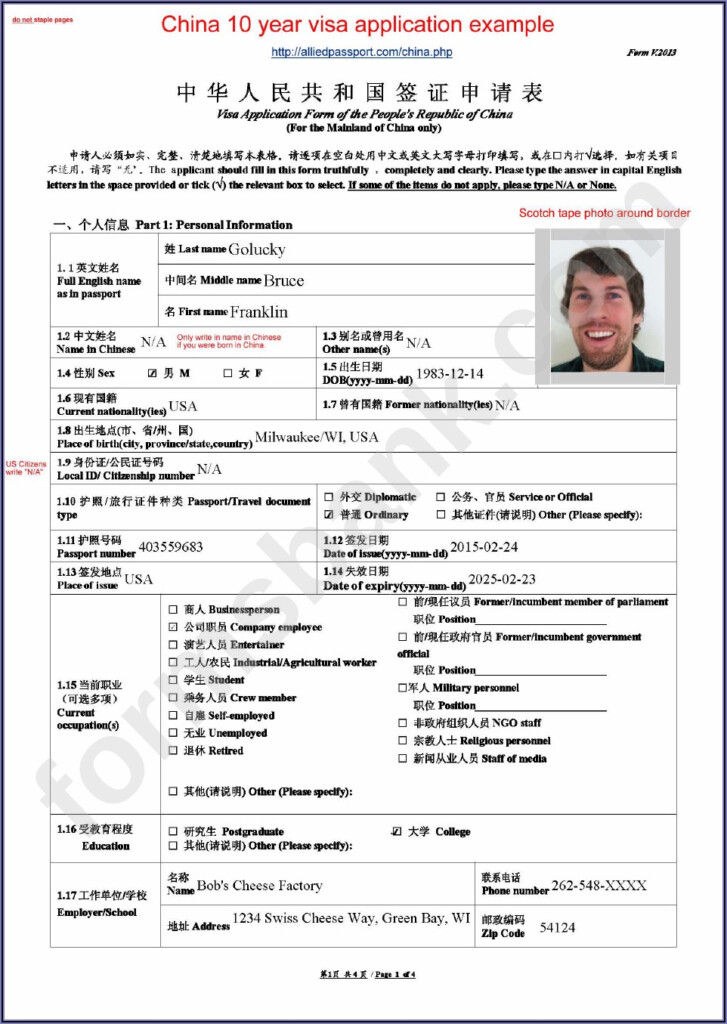 China Visa Application Form Download Form Resume Examples XV8oyALjKz