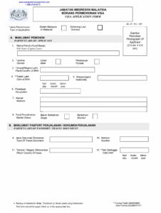 Contoh Borang Permohonan Visa Malaysia Fill Online Printable