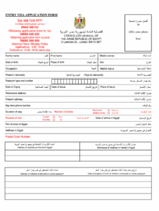 Egypt Visa Application Form Uk PDF AirSlate SignNow
