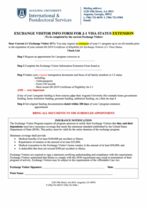 Fillable Exchange Visitor Info Form For J1 Visa Status Extension