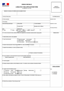 Fillable French Republoc Long Stay Visa Application Form Printable Pdf