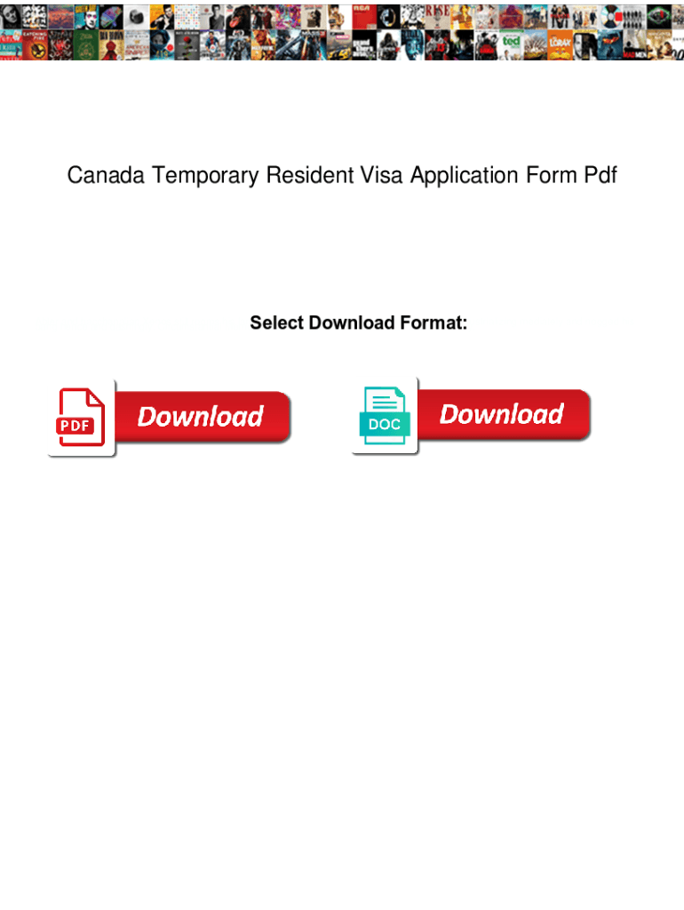 Fillable Online Canada Temporary Resident Visa Application Form Pdf 