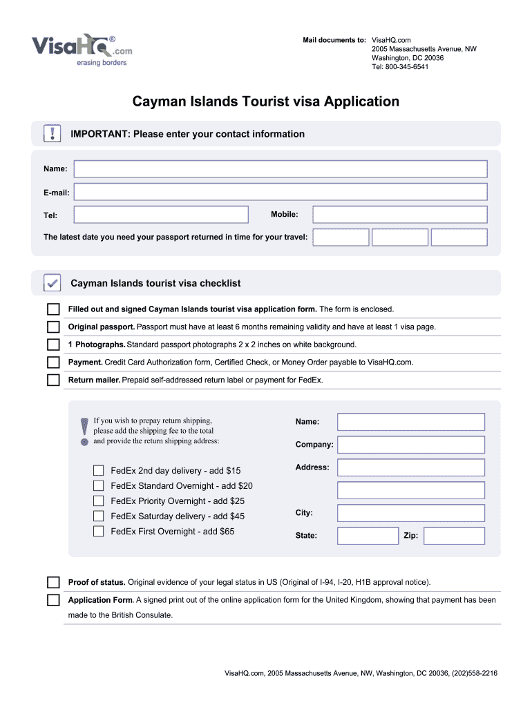 Fillable Online Cayman Islands Visa Application For Citizens Of Jamaica 