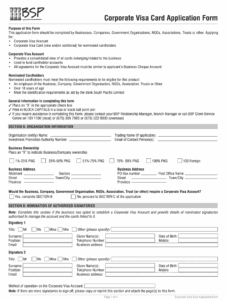 Fillable Online Corporate Visa Card Application Form Fax Email Print