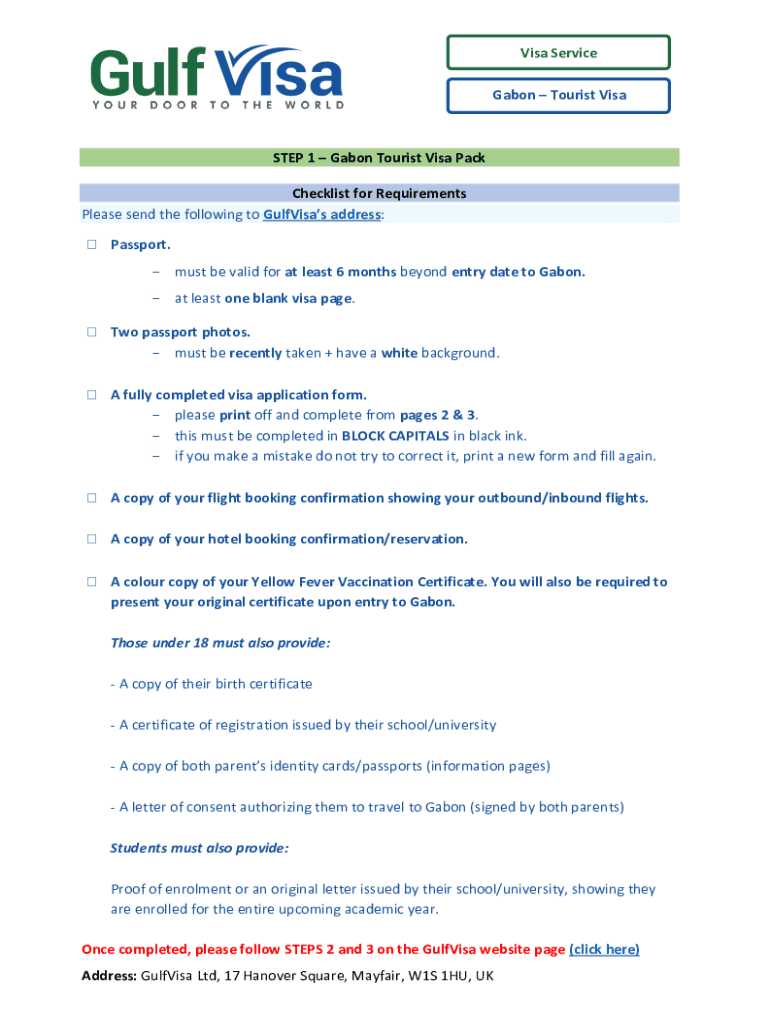 Fillable Online Gabon Visa Application Requirements And Forms Fax Email 