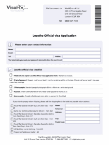 Fillable Online Lesotho Visahq Co Lesotho Official Visa Application Fax