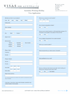 Fillable Online Working Holiday Visa Application Fax Email Print