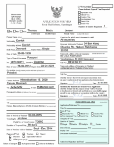 Fillable Thai Visa Application Form Printable Forms Free Online