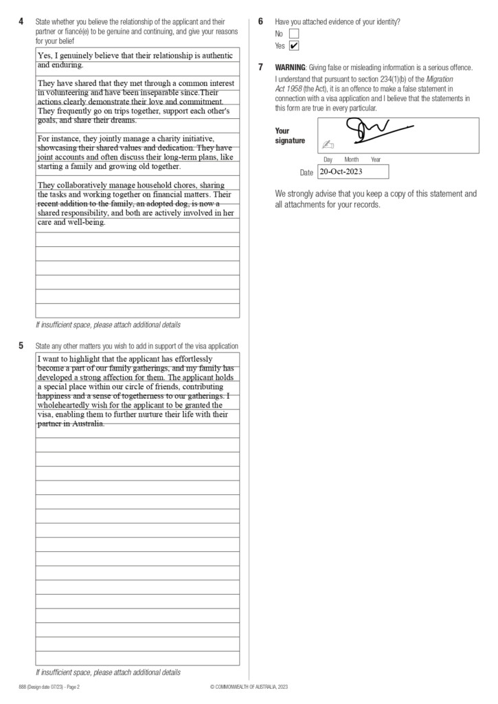 How To Fill Out Form 888 For A Partner Visa With Sample Answers 