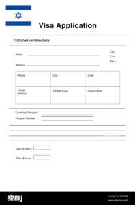 Immigration To Israel Blank Application Visa Form Stock Photo Alamy