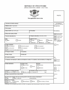 India Cote D ivoire Short Stay Visa Application Form Fill Out Sign