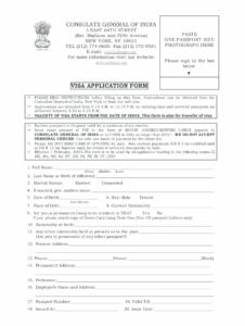 India Visa Application Form Fill And Sign Printable Template Online