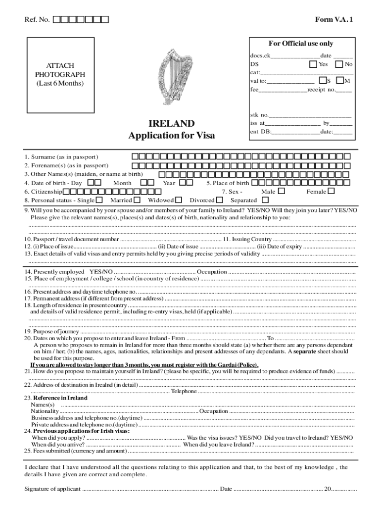 Ireland Visa Application Form Pdf Fill Online Printable Fillable 