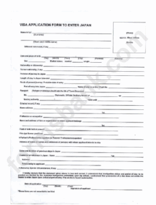 Japan Visa Application Form Printable Pdf Download