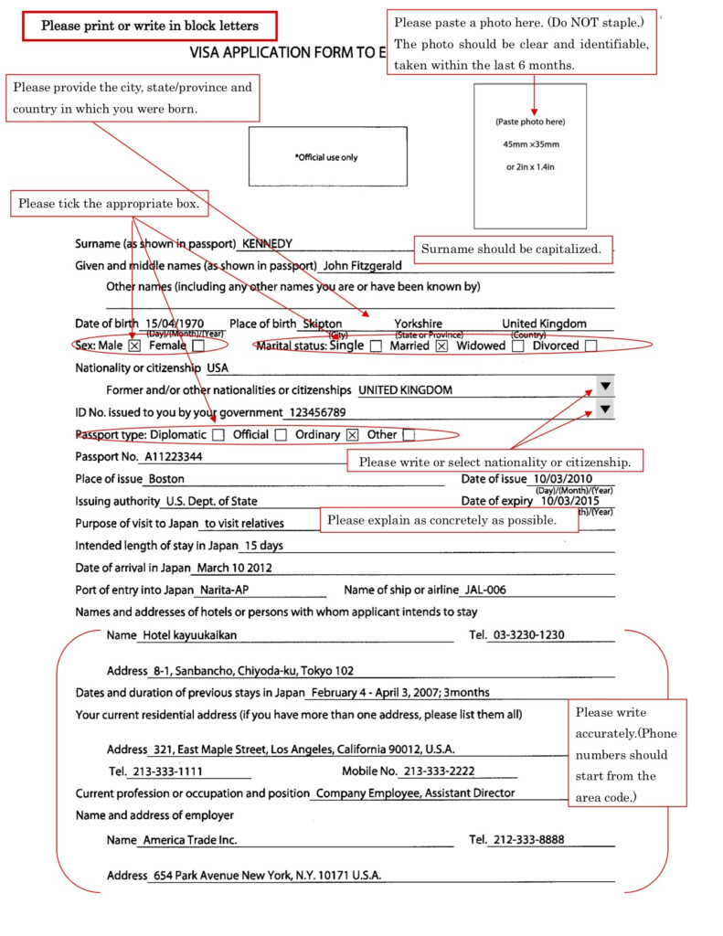 Japan Visa Application Form Sample Chill And Travel