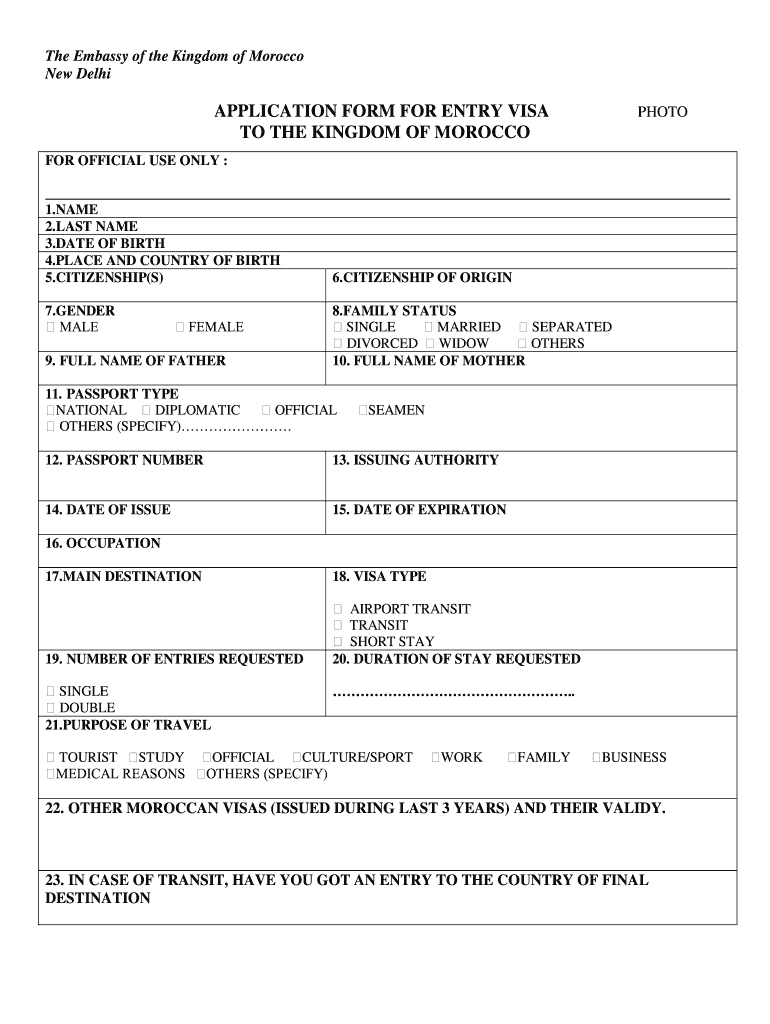 Morocco Online Visa Application Form 2020 2022 Fill And Sign 