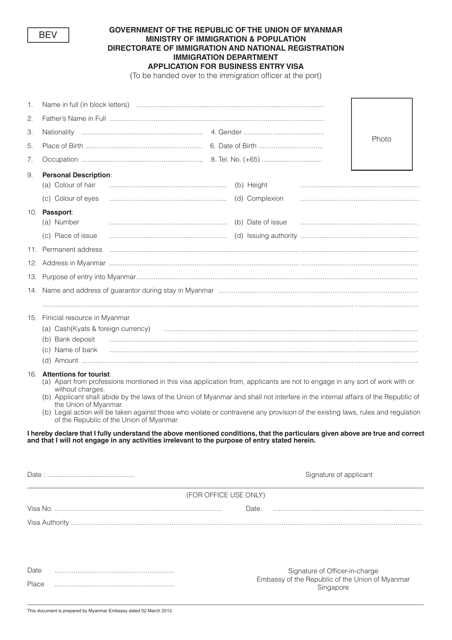 Myanmar Embassy Singapore Visa Application Form Form Vrogue co