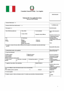 National D Visa Application Form Consulate General Of Italy Los