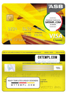 New Zealand ASB Bank Visa Classic Card Fully Editable Example In PSD