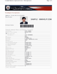 Online Nonimmigrant Visa Application Ds 160 Pdf Formulaire Ds 160