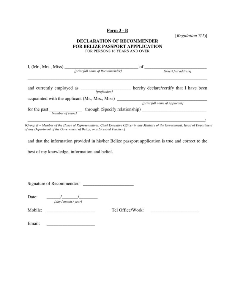 Passport Application Declaration Form Printable Form 2024