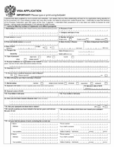 Russian Visa Application Form Fill Out Sign Online And Download PDF