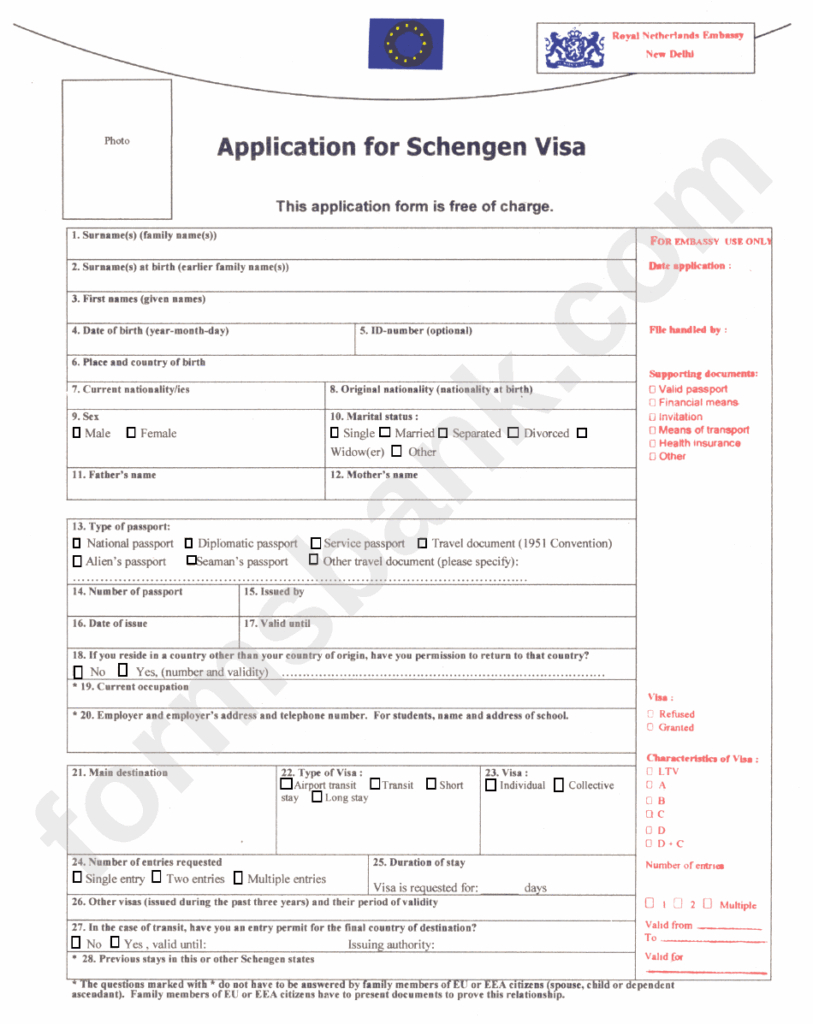Sample Filled Schengen Visa Application Form Form