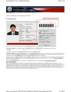 Sample US Visa DS 160 Form Confirmation Page Immihelp