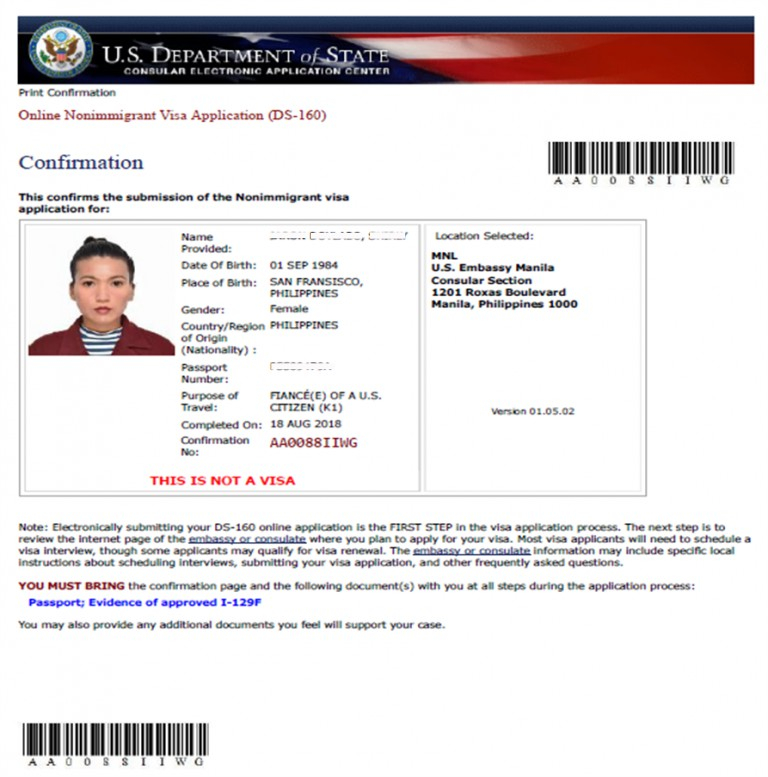 Sample Us Visa Ds 160 Form Confirmation Page Immihelp Porn Sex Picture
