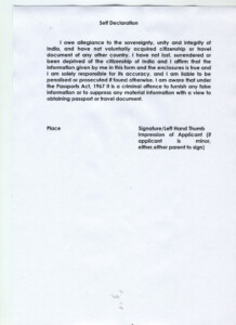 Self Declaration Form For Indian Passport DeclarationForm