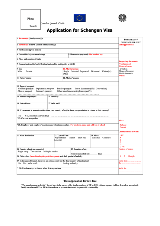 Top 11 Italian Visa Application Form Templates Free To Download In PDF 